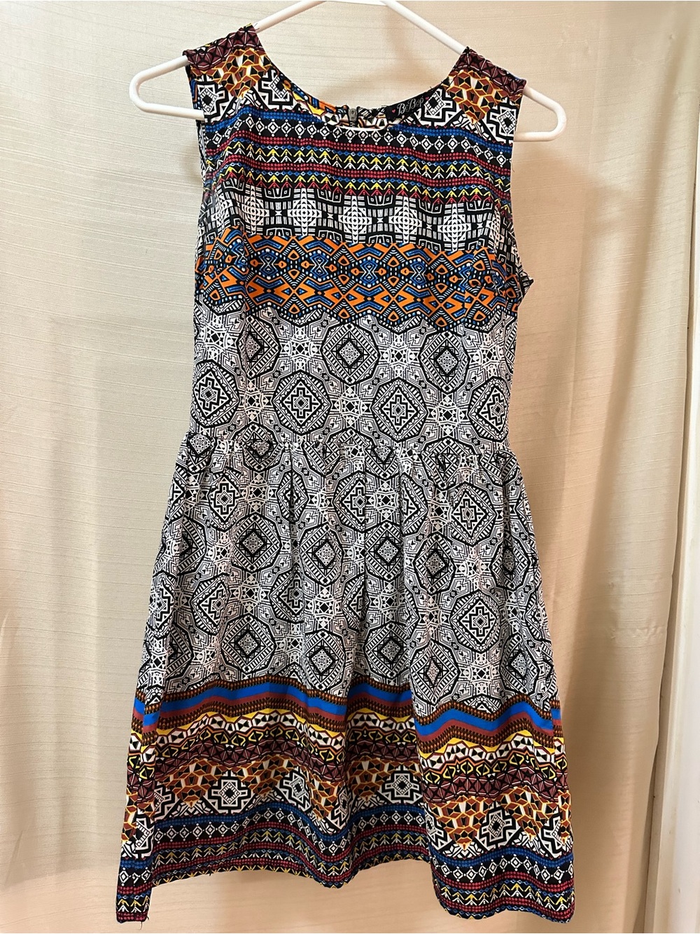 BeBop BOGO Tribal Geometric Print Fit & Flare Sleeveless Mini Dress Size S ⚫️
